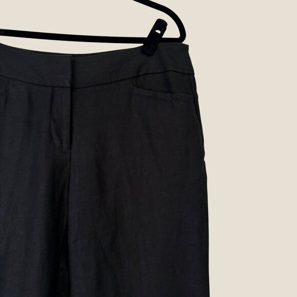 Loft 100% Linen Julie Trouser Wide Leg Black Professional Pants Size 6 - Picture 4 of 10